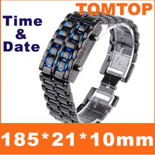 Digital Lava Iron Style Men Lady Sport Blue LED Watch D