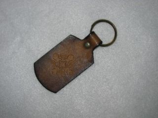 Vintage Tooled Leather Hippie Boho Key Ring Chain Holder