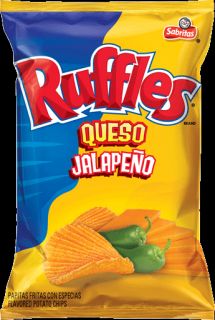 Ruffles Queso Jalapeno Flavored Potato Chips, 1.75oz Bags (Pack of 28