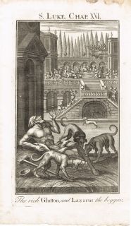 1739 The Rich Glutton The Beggar Lazarus English Engraving