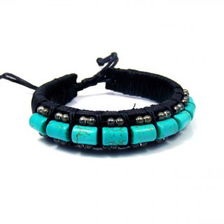 Charming Turquoise Rolls Leather Bracelet