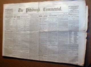 Newspaper Civil War Final Battle Before Lee Surrender to Grant