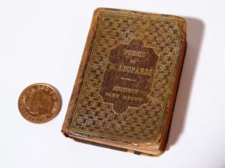 Miniature Leather Poem Book Poesie Di G. Leopardi. Italian, Firenze