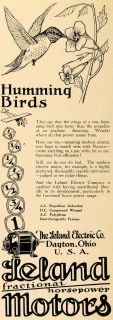 1930 Ad Leland Electric Co. Motor Humming Bird Flower   ORIGINAL