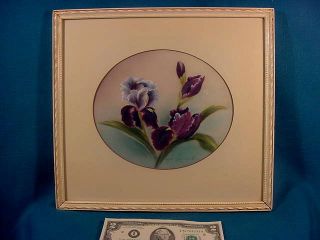 Listed Artist Rose Leonard Pastel Purple Iris Signed