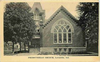 Lewisville Indiana in 1920 Presbyterian Church Vintage Postcard