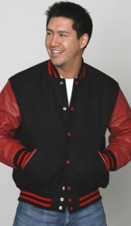 Black Red High School Varsity College Letterman Jacket