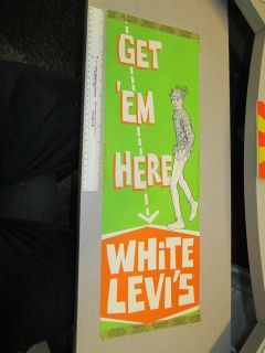 Levi Strauss 1960s Store Display Sign Poster Mens Clothing White