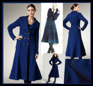 Nanette Lepore CUFF ME Maxi Coat 10 L UK 14 NWT Wool Leather Trim Long