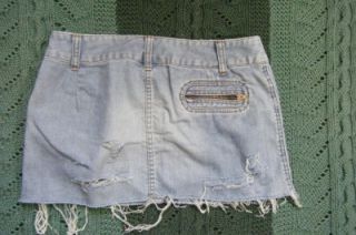 American Eagle Trashy Bleached Destroyed Denim Jean Short Mini Skirt
