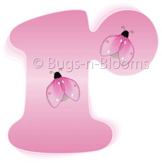 Pink Letters Room Girl Ladybug Name Decor Wall Stickers Alphabet