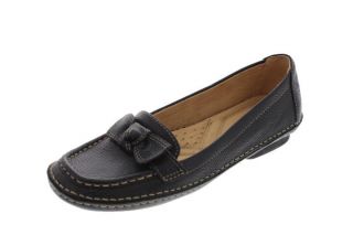 Naturalizer New Levity Black Leather Bow Tie Slip on Flat Loafers