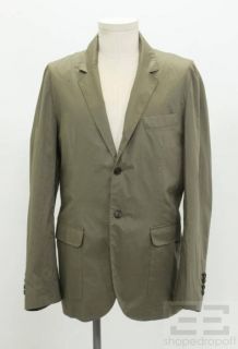 Cucinelli Mens Olive Green Cotton Lightweight Jacket Size XL