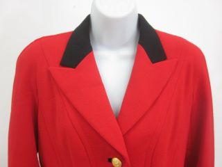 ESCADA Margaretha Ley Red Wool Black Collar Blazer Sz36