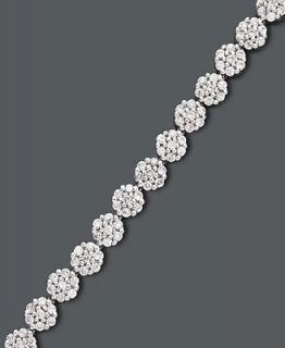 Diamond Bracelet, 14k White Gold Diamond Flower Cluster Bracelet (2 ct