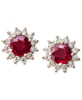 Royalty Inspired by Effy Collection 14k Rose Gold Earrings, Ruby (2 ct