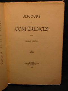 Discours et Conférences. (Texte en français) Quebec, Librairie