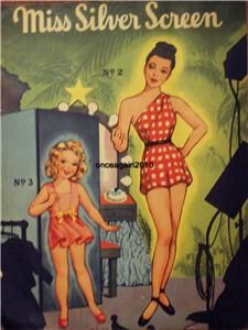 Original Vintage 1946 Miss Silver Screen Paper Dolls not A Repro RARE