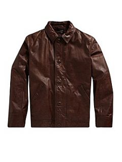 French Connection Sabah leather jacket Dark Brown   House of Fraser