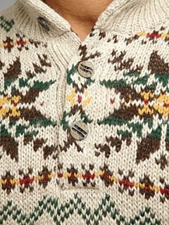 Polo Ralph Lauren Nordic shawl neck jumper Stone   House of Fraser