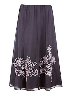 Jacques Vert Coffee embroidered skirt Brown   
