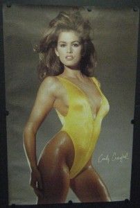 Cindy Crawford Poster 1990 Funky Yellow Swimsuit 22 1 4 x 34 1 4