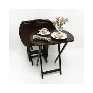 Lipper Espresso 4 Piece Oversized Snack Table Set 704 4 New