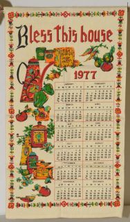 Linen Tea Towel Calendars 1974 76 77 78 79 5 Towels