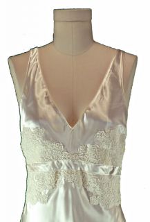 New York Bridal Gleaming Satin Lace Nightgown Robe Set Tousseau