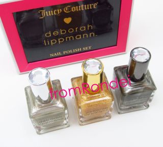 Couture Deborah Lippmann Gold Silver Pewter Nail Polish Gift Set z502
