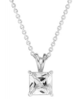 Brilliant Sterling Silver Necklace, Cubic Zirconia Pendant (1 ct. t