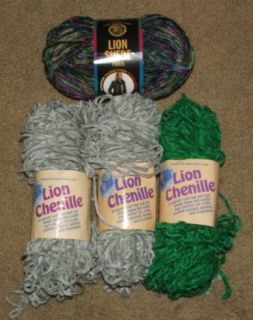 Lot of 4 New Skeins Lion Brand Chenille Suede Yarn