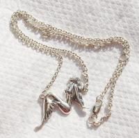 Sterling Silver Mermaid Moon Necklace Fairy Sitting Faery New