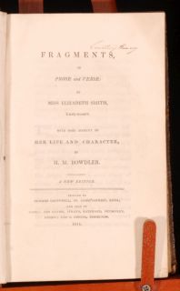 Fragments in Prose and Verse Elizabeth Smith with Biography by Bowdler
