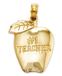 14k Gold Charm, Number 1 Teacher Apple Charm   Jewelry & Watches