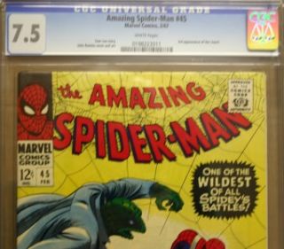 Amazing Spider Man 45 1967 CGC 7 5 Lizard Appearance White Pages No