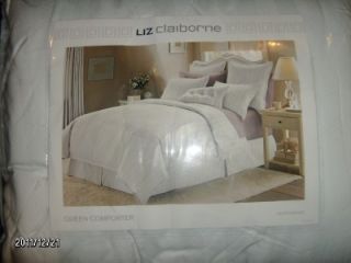 Designer Liz Claiborne Queen Comforter, Bedskirt and Sham Herringbone
