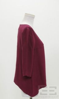 Loeffler Randall Magenta Silk 3 4 Sleeve Blouse Size 6