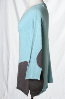 Lisa Todd New Blue Dark Grey Oversized Spots Cozy Knit Sweater Tunic