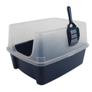 Iris Clean Pet Cat Kitty Litter Box with Shield and Scoop