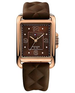 Tommy Hilfiger Watch, Womens Brown Quilted Silicone Strap 45x32mm