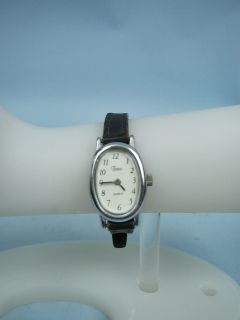 Timex Ladies Silvertone Quartz Watch with Leather Band