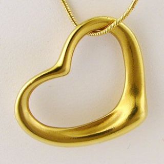 Tiffany Company 18K Elsa Peretti Heart Pendant with 14k Chain