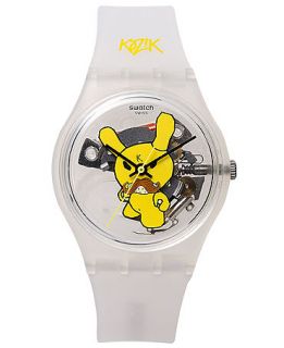 Swatch Watch, Unisex Swiss Tennis Pro Dunny White Silicone Strap 34mm