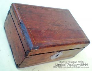 Antique Wooden Box with Lock
