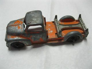 Vintage Hubley Die Cast Metal Toy Logging Truck Orange USA