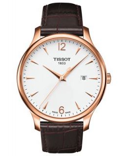 Tissot Watch, Mens Swiss Automatic Tradition Brown Leather Strap 42mm