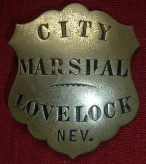 Obsolete Old West City Marshal Badge Lovelock Nevada No Reserve