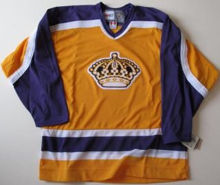 Authentic CCM Los Angeles Kings Gold Throwback Jersey Sz Large