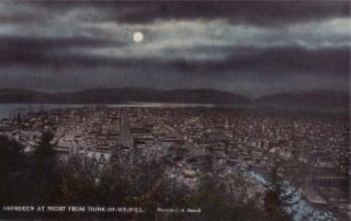 Aberdeen WA at Night from Think of Me Hill Postcard